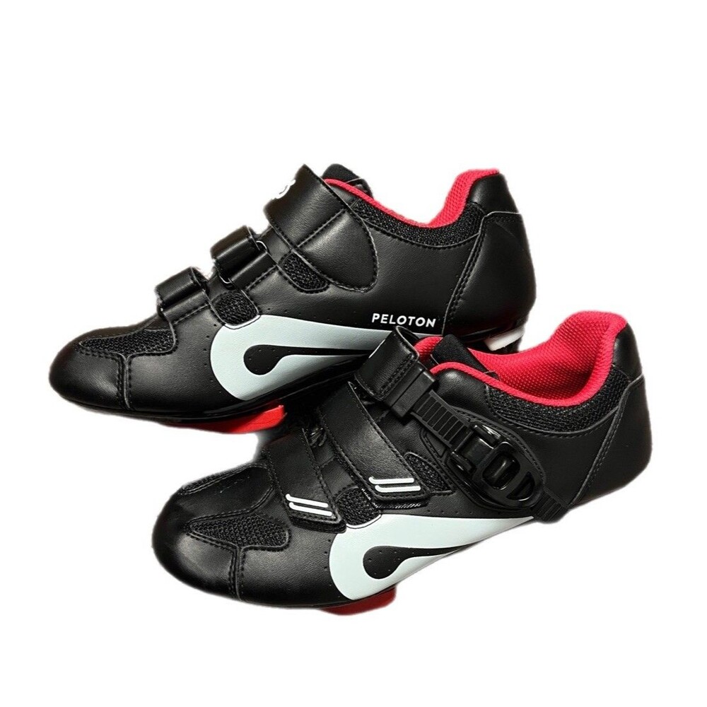 Peloton Unisex Adults Size 40 Cycling Shoes Sneakers Black Red With Cleats